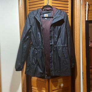 Carhartt Utility Jacket in Black with Burgundy Lining